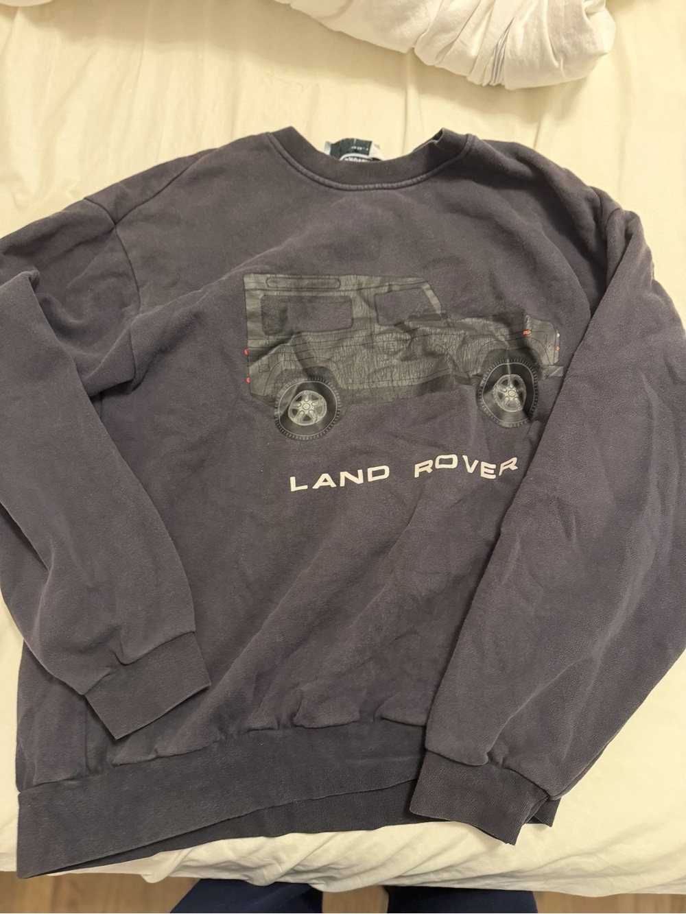 PacSun Navy Crewneck Sweatshirt with Land Rover Graphic